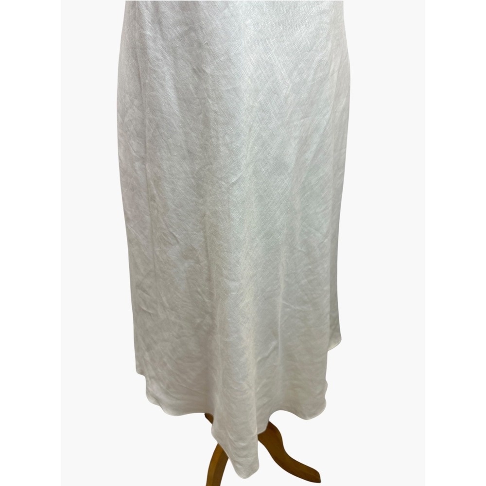 Ann Taylor Y2K Ivory Linen Floral Embroidered Halter Mini Dress Size 8 Coquette - Picture 6 of 15